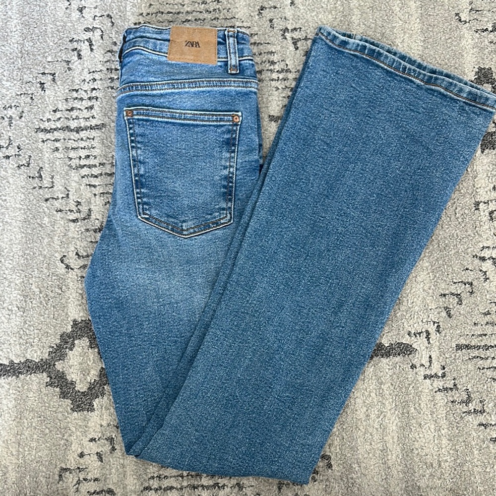 Zara Blue Flare Wide Leg Jeans